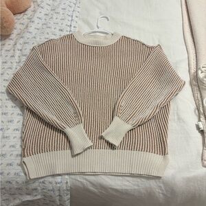 Aerie Cream and Brown Striped Sweater